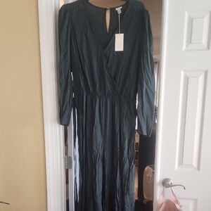 NWT SZ XXL a new day Dark Green Long Sleeve Jumpsuit